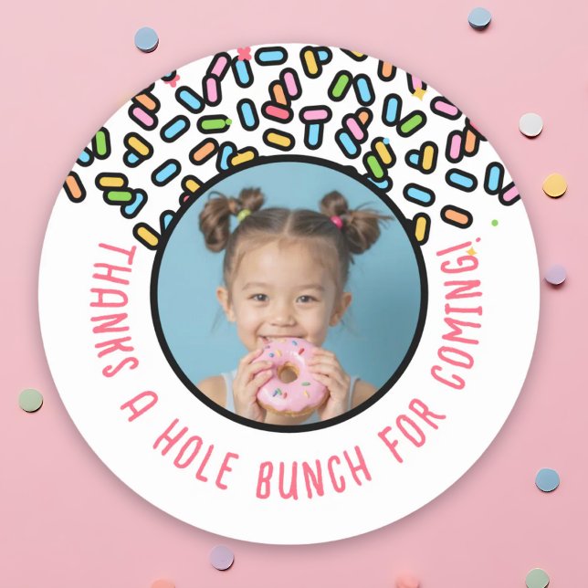Benutzerdefiniertes Foto Donut Sprinkles dank eine Runder Aufkleber (Custom Photo Donut Sprinkles Thanks A Hole Bunch Classic Round Sticker)