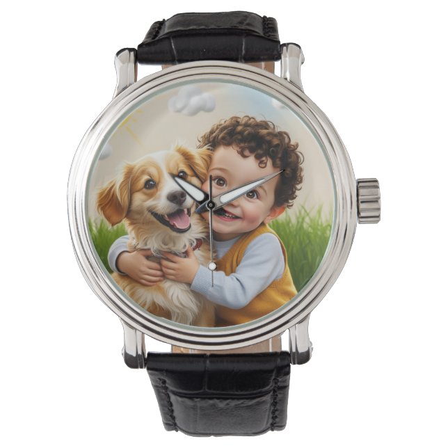 Benutzerdefiniertes Foto Einfaches Personalisierte Armbanduhr (Vorderseite)