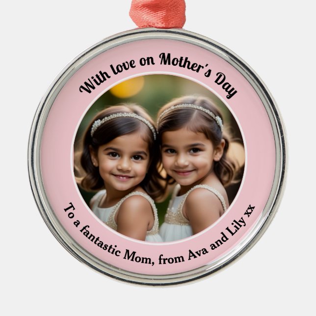 Benutzerdefiniertes Foto Eleganter Hübscher Mutter Ornament Aus Metall (Vorne)