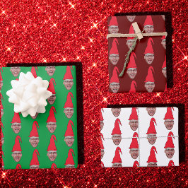 Benutzerdefiniertes Foto Elf-Gesicht Wiederholungs Geschenkpapier Set