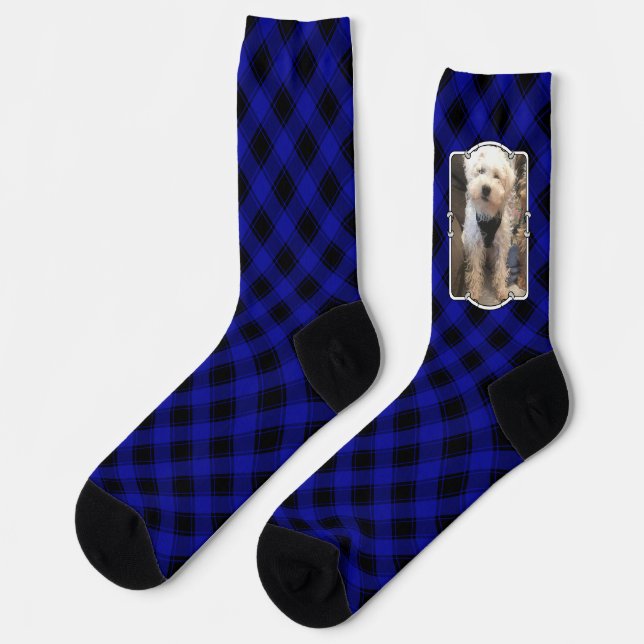 Benutzerdefiniertes Foto Frame Classic Blau und Sc Socken (Linkes Detail)