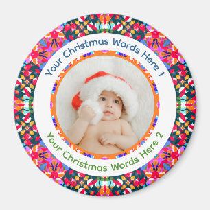 Benutzerdefiniertes Foto Frohe Weihnachten Moderne Magnet