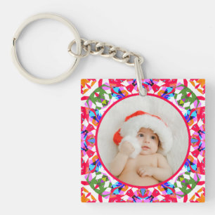 Benutzerdefiniertes Foto Frohe Weihnachten Moderne Schlüsselanhänger