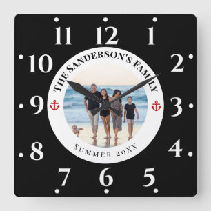 Benutzerdefiniertes Foto für die Familie in der An Quadratische Wanduhr