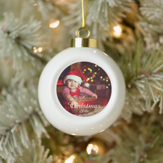 Benutzerdefiniertes Foto für die Familie Keramik Kugel-Ornament (Baum)