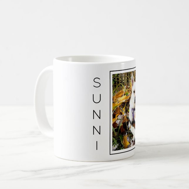 Benutzerdefiniertes FOTO für Haustiere, NAME Hunde Kaffeetasse (Vorderseite Links)
