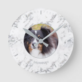 Benutzerdefiniertes Foto für Haustiere und Name -  Runde Wanduhr