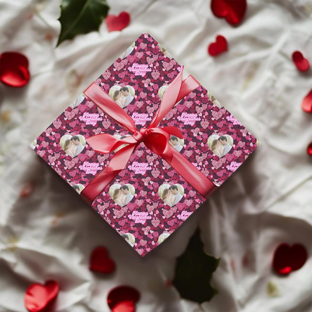 Benutzerdefiniertes Foto für Ruby & Pink-Herzen Geschenkpapier (Von Creator hochgeladen)