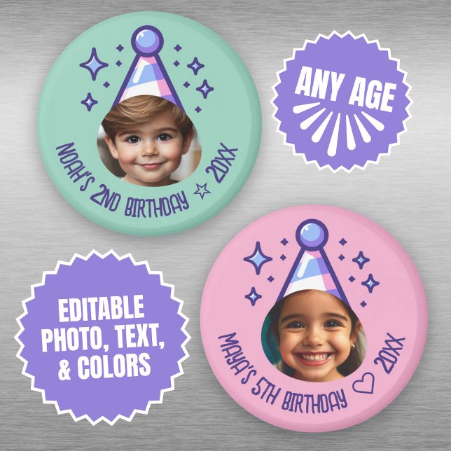 Benutzerdefiniertes Foto Geburtstagspartei-Hut hal Magnet (Custom Photo Birthday Party Hat Keepsake Magnet)