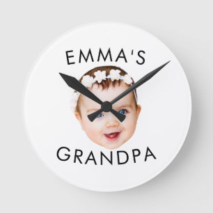 Benutzerdefiniertes Foto-Gesicht Mama Oma Opa Gebu Runde Wanduhr