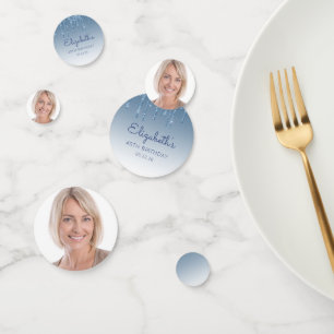 Benutzerdefiniertes Foto Glam Blau Glitter-Tropf 4 Konfetti
