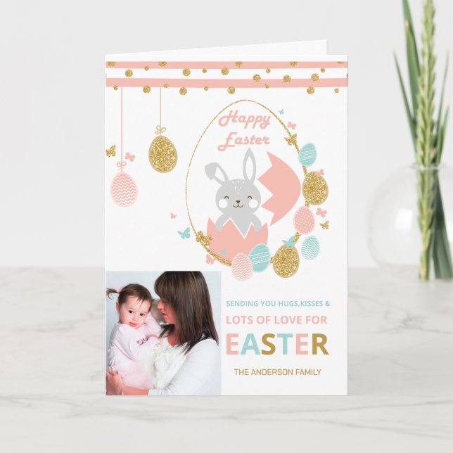 Benutzerdefiniertes Foto glücklich Ostern Feiertagskarte (Vorderseite)
