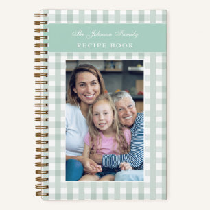 Benutzerdefiniertes Foto Grün Kariert Familienreze Notizbuch