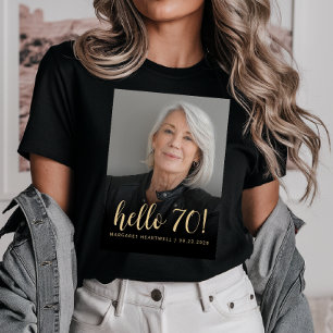 Benutzerdefiniertes Foto Hallo 70 Siebzigster Gebu T-Shirt