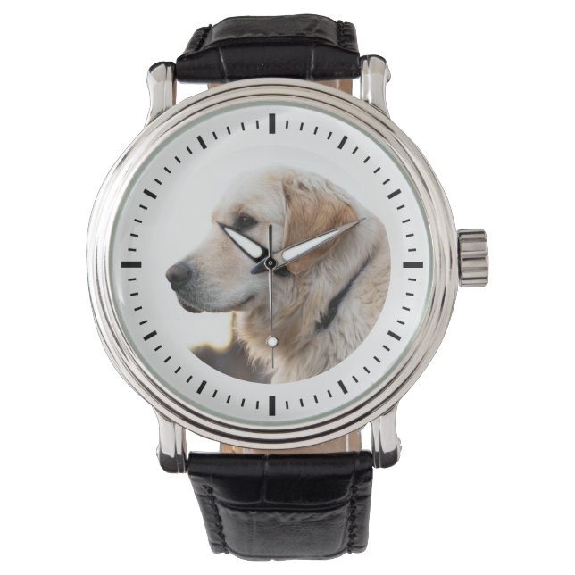 Benutzerdefiniertes Foto Haustier Minimalistisch M Armbanduhr (Vorderseite)