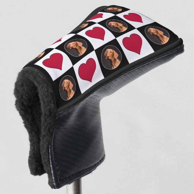 Benutzerdefiniertes Foto Herzmuster Personalisiert Golf Headcover (3/4 Vorderseite)