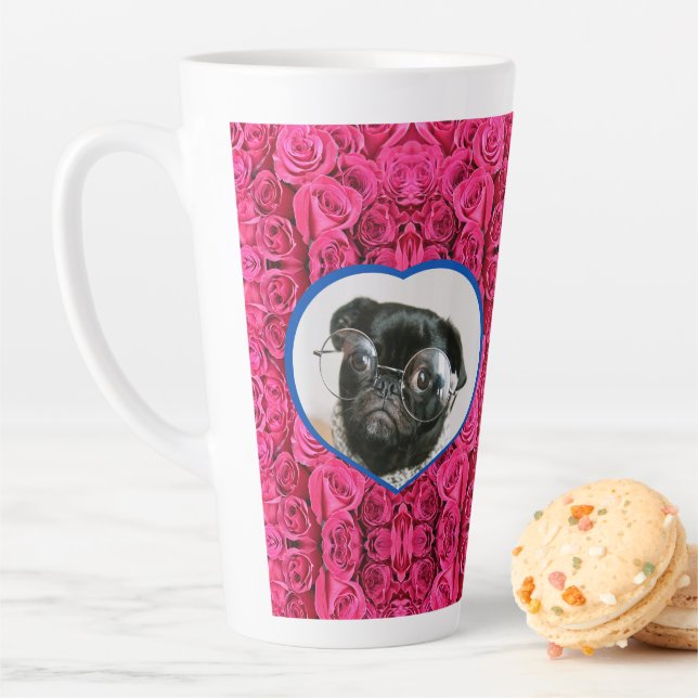 Benutzerdefiniertes Foto Herzrosa Rosenbild Milchtasse (Beispiel)