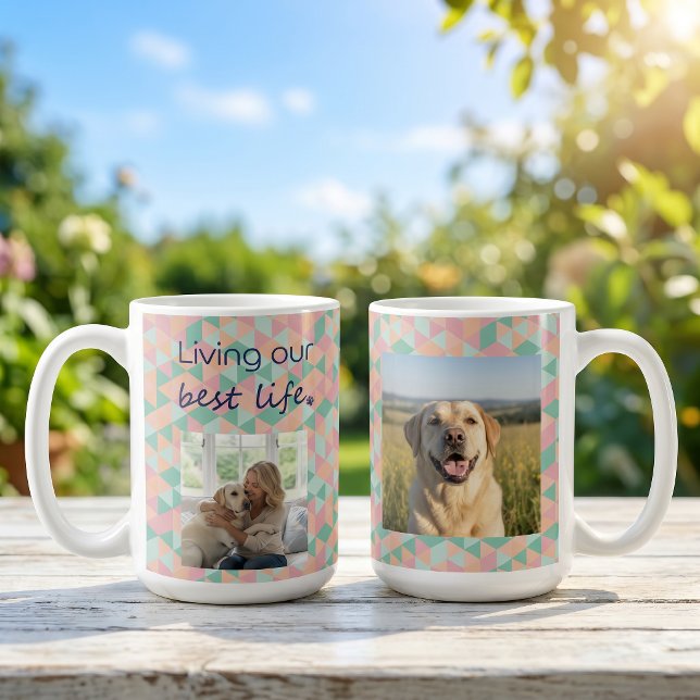 Benutzerdefiniertes Foto Hundemutter geometrisches Kaffeetasse (Von Creator hochgeladen)