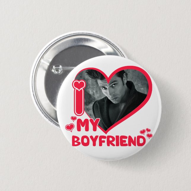 Benutzerdefiniertes Foto I Liebe Mein Freund HerzV Button (Vorne & Hinten)