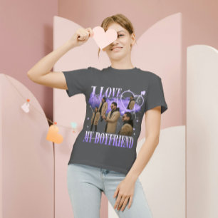 Benutzerdefiniertes Foto Ich Liebe Meinen Freund V T-Shirt