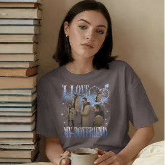 Benutzerdefiniertes Foto Ich Liebe Meinen Freund V T-Shirt