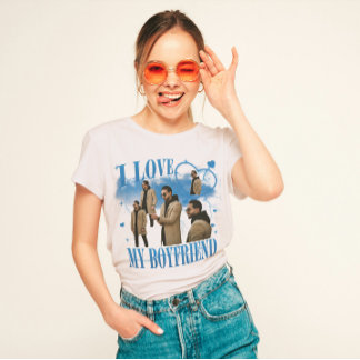 Benutzerdefiniertes Foto Ich Liebe Meinen Freund V T-Shirt