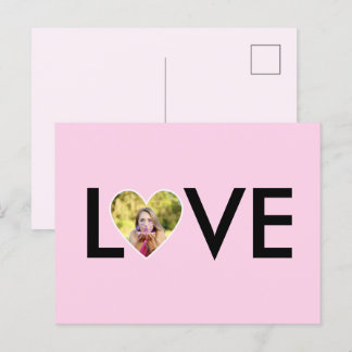 Benutzerdefiniertes Foto in Baby-Rosa-Herzrahmen Postkarte