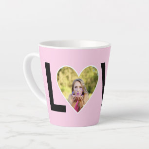 Benutzerdefiniertes Foto in Babyrosa-Herzrahmen Milchtasse