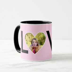 Benutzerdefiniertes Foto in Babyrosa-Herzrahmen Tasse