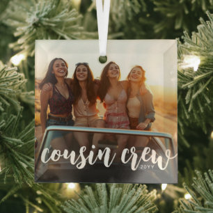 Benutzerdefiniertes Foto & Jahr Cousin-Crew Cousin Ornament Aus Glas