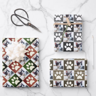 Benutzerdefiniertes Foto Katze und Dog Paw Druckmu Geschenkpapier Set