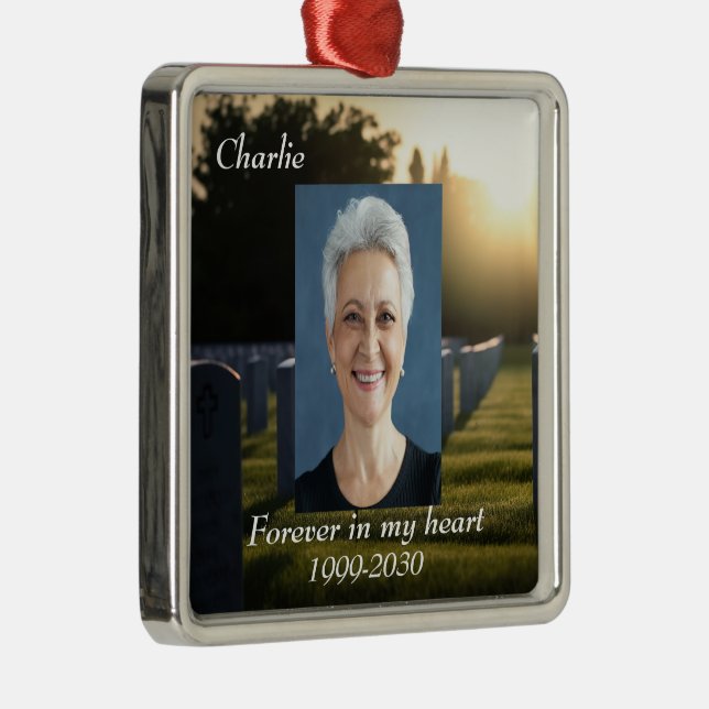 Benutzerdefiniertes Foto Memorial Keepake für imme Ornament Aus Metall (Rechts)