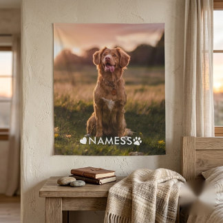 Benutzerdefiniertes Foto mit dem Namen Ihres Hunde Wandteppich