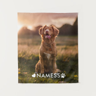 Benutzerdefiniertes Foto mit dem Namen Ihres Hunde Wandteppich