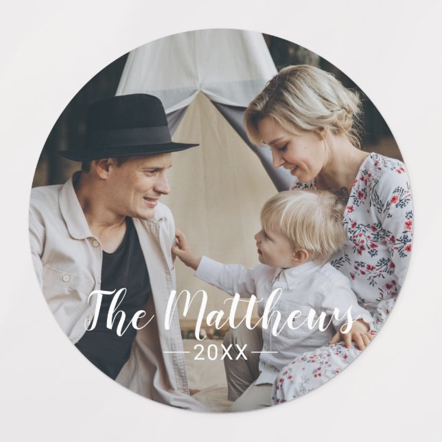 Benutzerdefiniertes Foto mit Familienname Etiketten (Design 1)