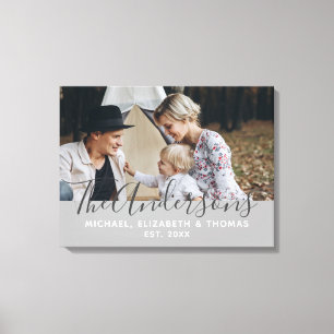 Benutzerdefiniertes Foto mit Familienname und Grün Leinwanddruck
