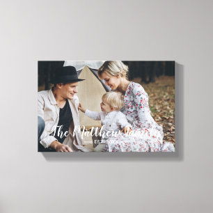 Benutzerdefiniertes Foto mit Familienname und Grün Leinwanddruck