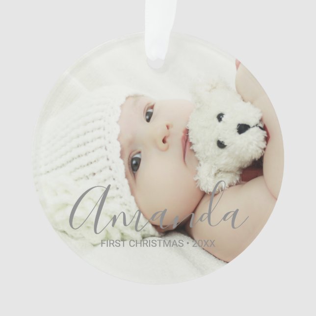 Benutzerdefiniertes Foto mit Individuelle Name und Ornament (Vorderseite)