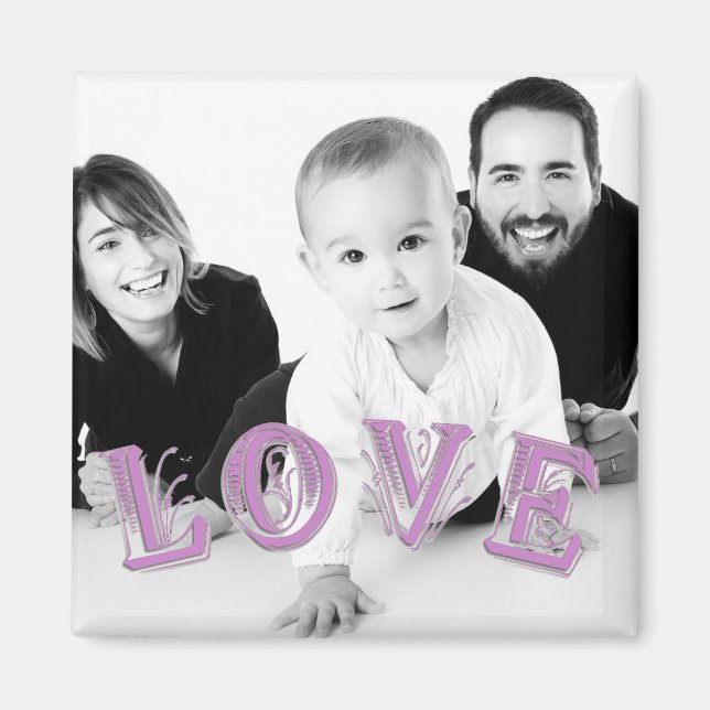 Benutzerdefiniertes Foto mit Liebe Lettern Overlay Magnet (Vorne)