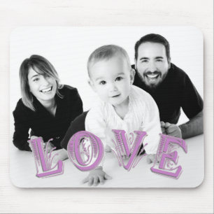 Benutzerdefiniertes Foto mit LIEBE Typografie-Over Mousepad