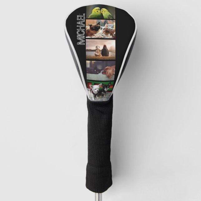 Benutzerdefiniertes Foto mit Namen auf Seitenaufsa Golf Headcover (Vorderseite)