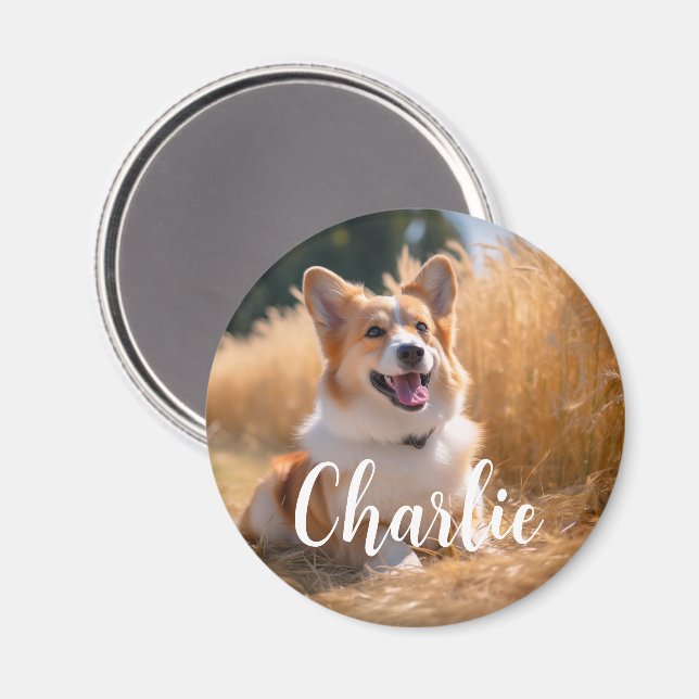 Benutzerdefiniertes Foto mit Namen Magnet (Vorderseite/Rückseite)