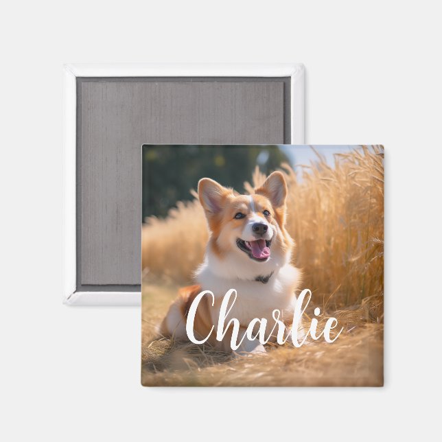 Benutzerdefiniertes Foto mit Namen Magnet (Vorderseite/Rückseite)
