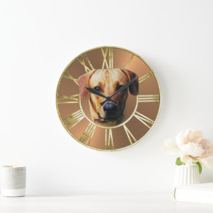 Benutzerdefiniertes Foto mit personalisiertem Hund Große Wanduhr