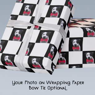 Benutzerdefiniertes Foto mit roter Fliege Schwarz- Geschenkpapier