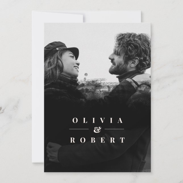 Benutzerdefiniertes Foto mit stilvollem Black Abst Einladung (Vorderseite)