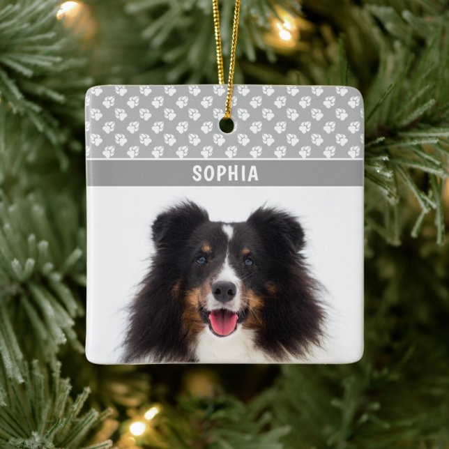 Benutzerdefiniertes Foto mit weißen Pasten auf Gra Keramikornament (Baum)