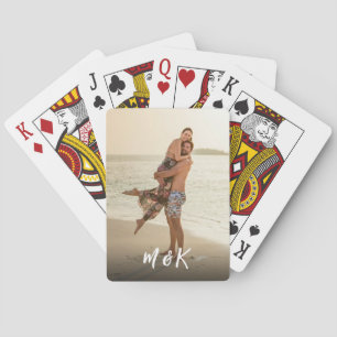 Benutzerdefiniertes Foto Modern Script Monogram Spielkarten