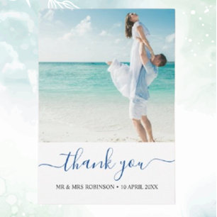 Benutzerdefiniertes Foto Moderne Strandhochzeit Da Dankeskarte