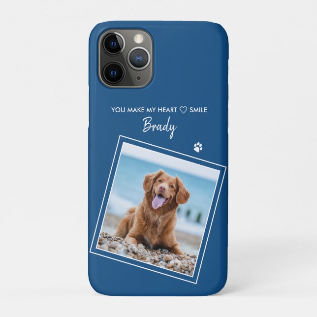 Benutzerdefiniertes Foto Moderner Blauer Hund Case-Mate iPhone Hülle (Rückseite)